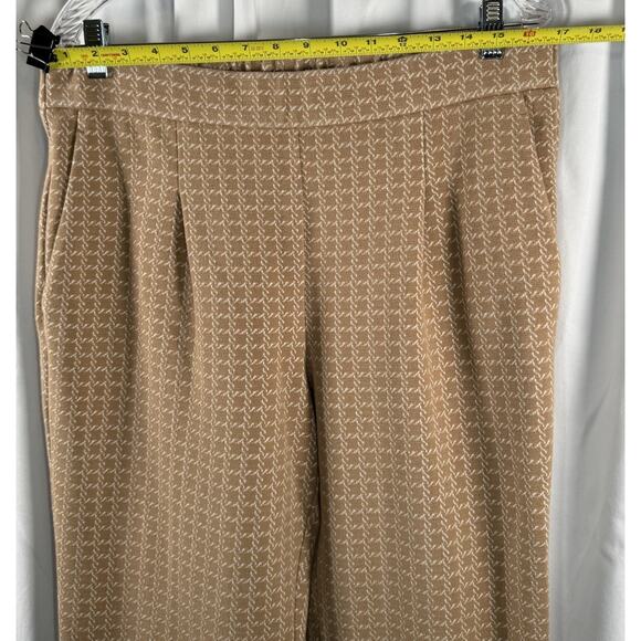 Ann Taylor Dress Textured Geo Pattern Pants Ankle Tan Ivory Cotton Blend L 87-12 - Picture 9 of 15